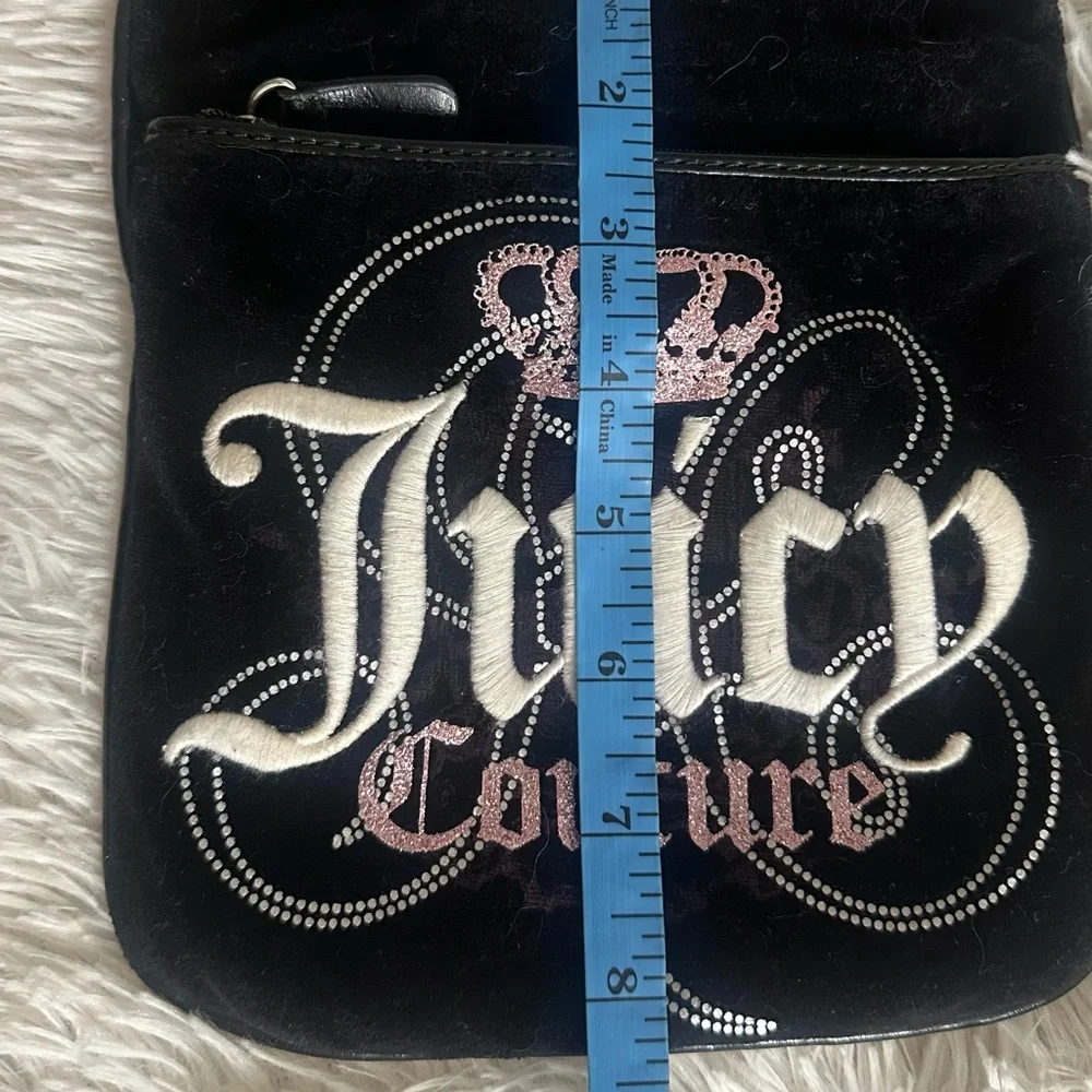 Juicy Couture Y2K Black Velour Crossbody Bag – 2011 Vintage Pink Sparkles - Picture 14 of 16